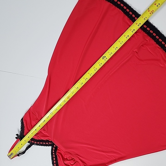 La Senza Red Slip Dress Black Lace Trim Semi Sheer Size Small - Picture 12 of 12